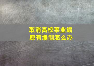 取消高校事业编 原有编制怎么办